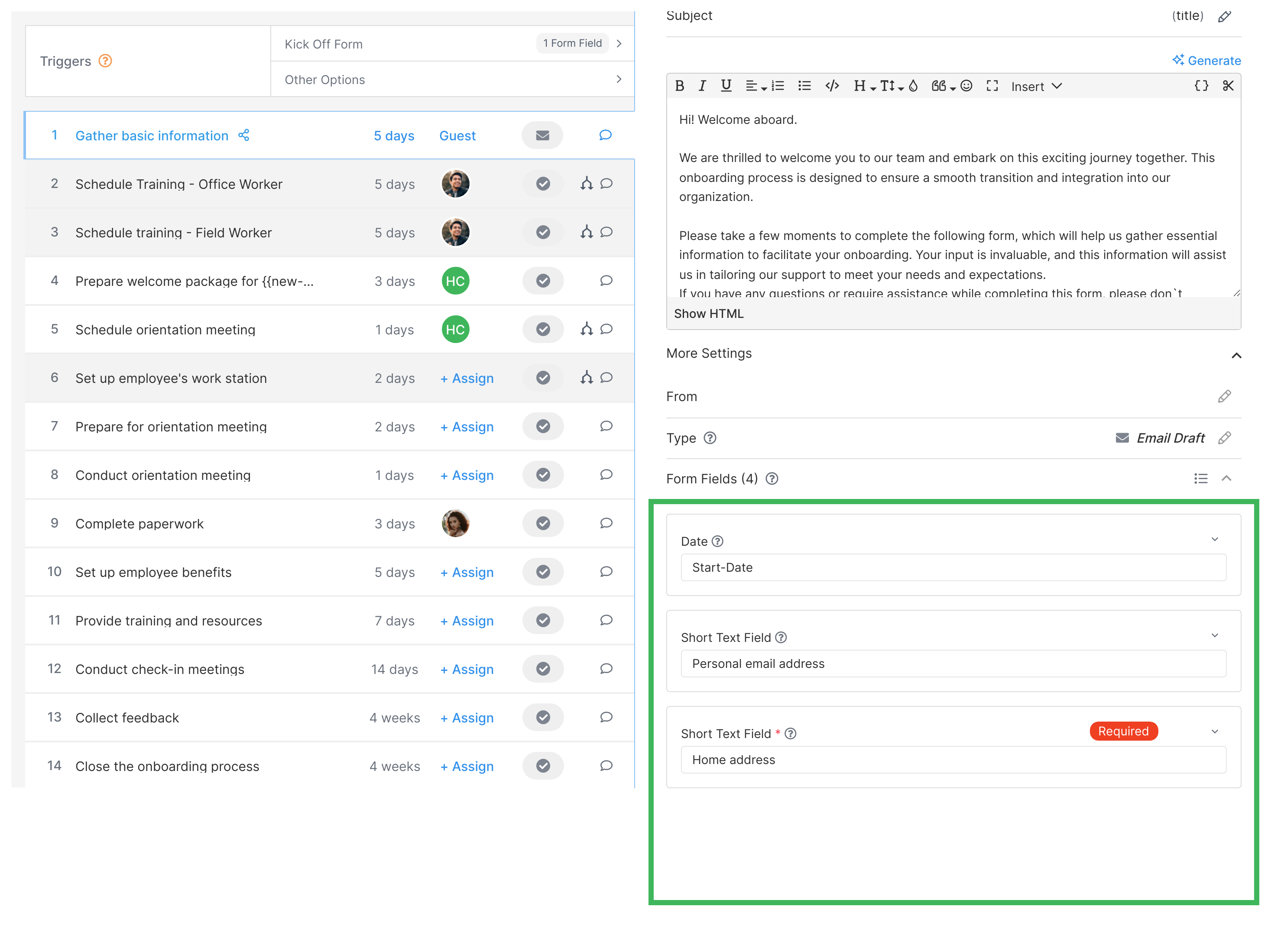 Tallyfy Pro · Variables - Insert variables