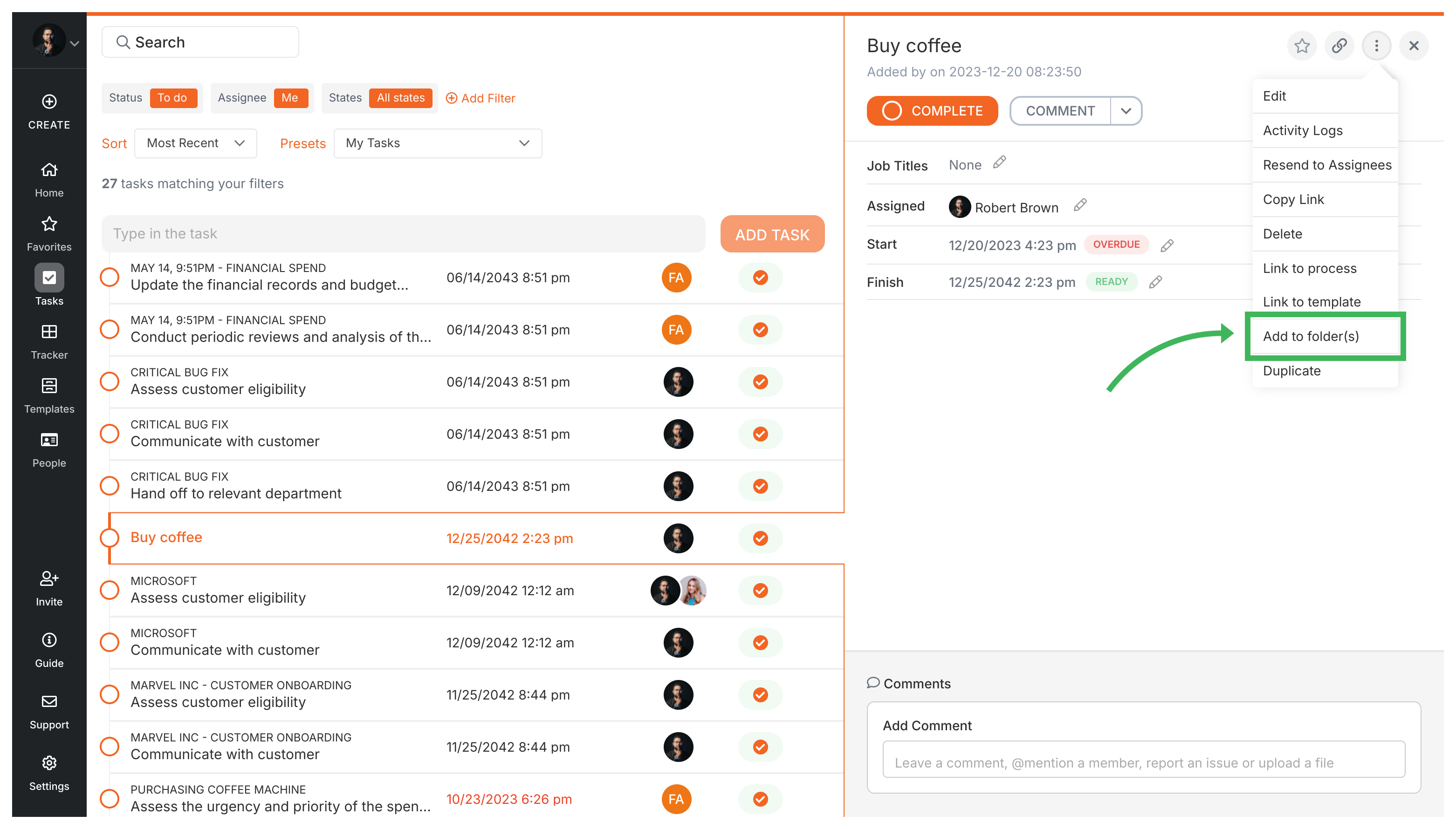 Organize tasks and processes into folders · Tallyfy Pro