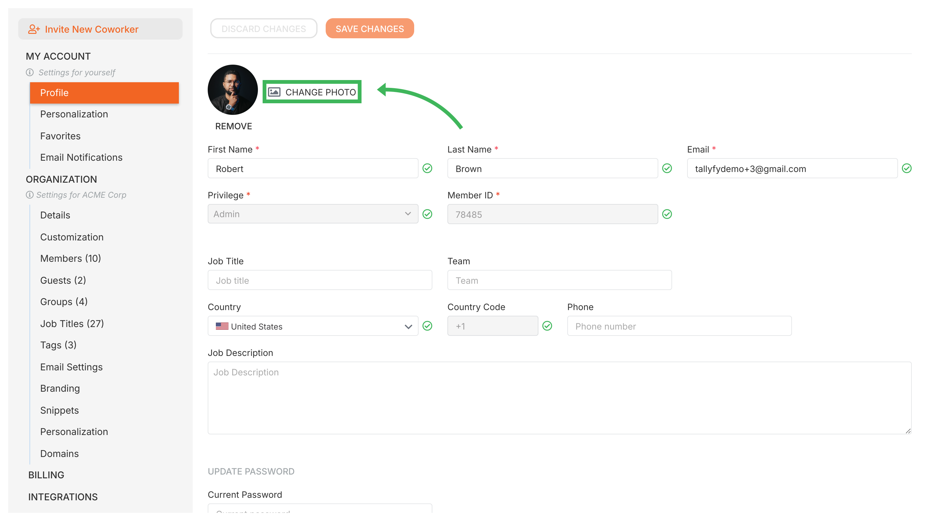 Update your profile picture · Tallyfy Pro