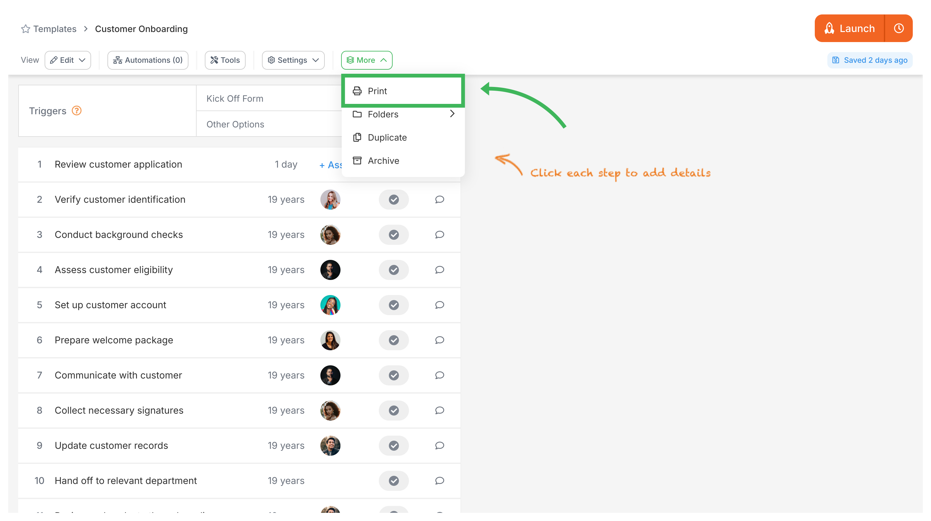 Print or export templates · Tallyfy Pro
