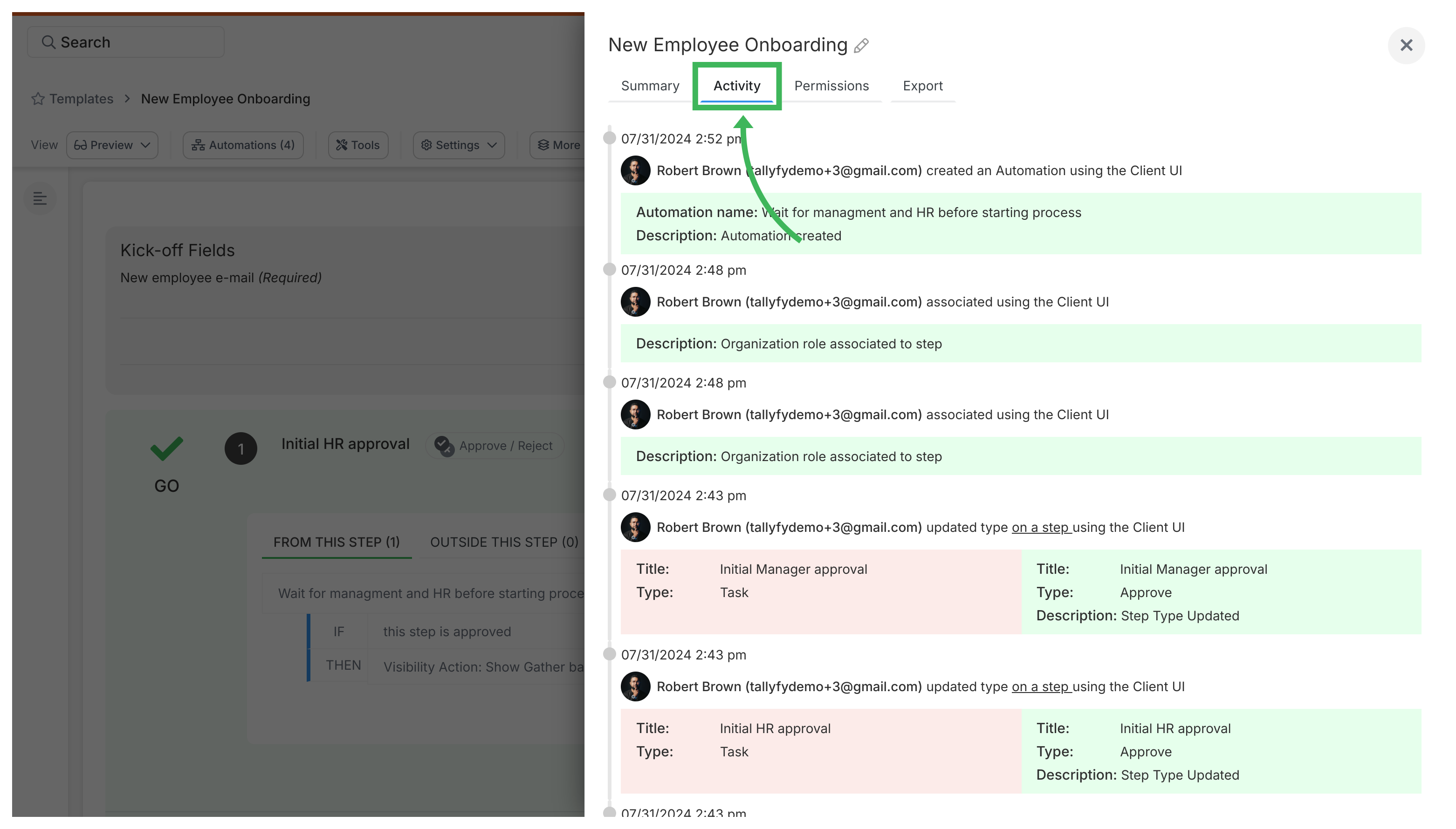 Configure your template · Tallyfy Pro