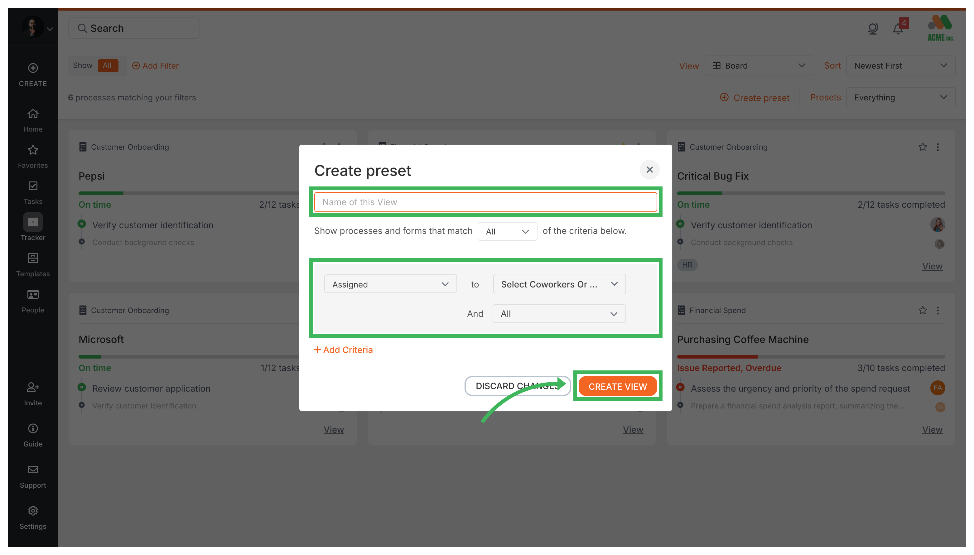 Create custom views · Tallyfy Pro