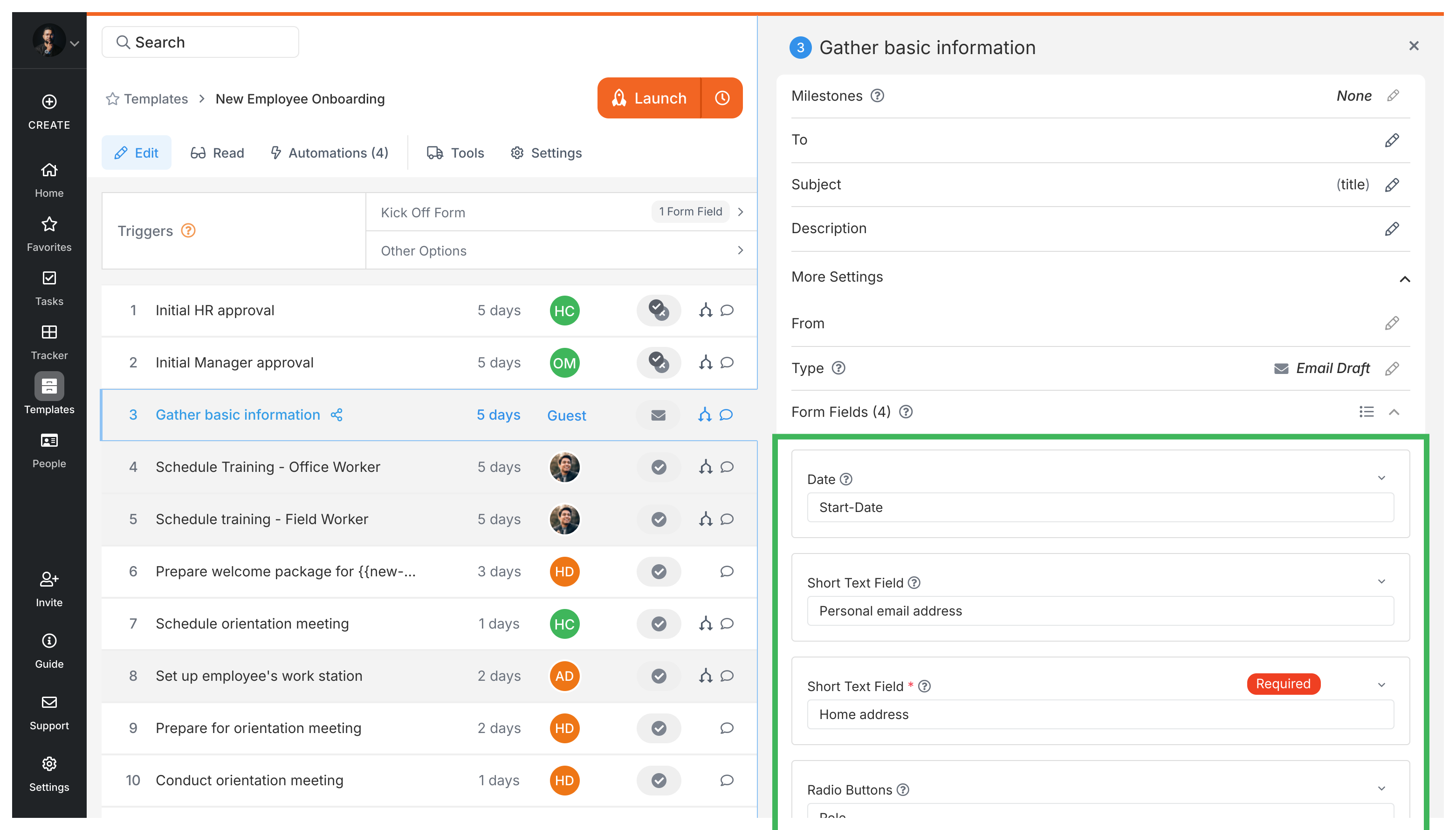 Insert variables · Tallyfy Pro