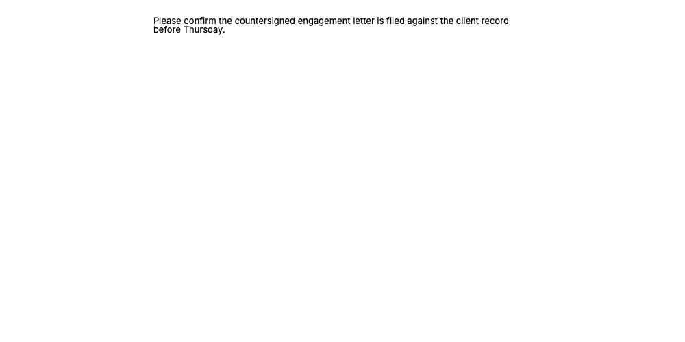 A plain Tallyfy task email showing only the task instruction text on a white background, with no header or footer