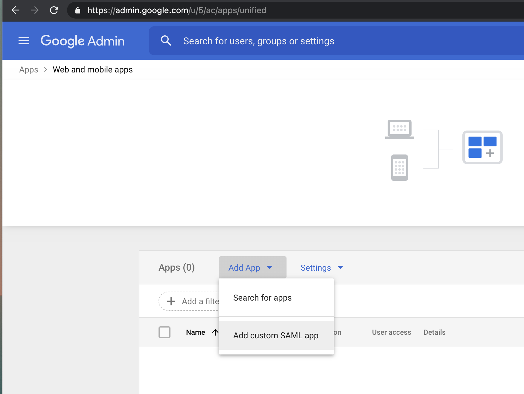 Add custom SAML application