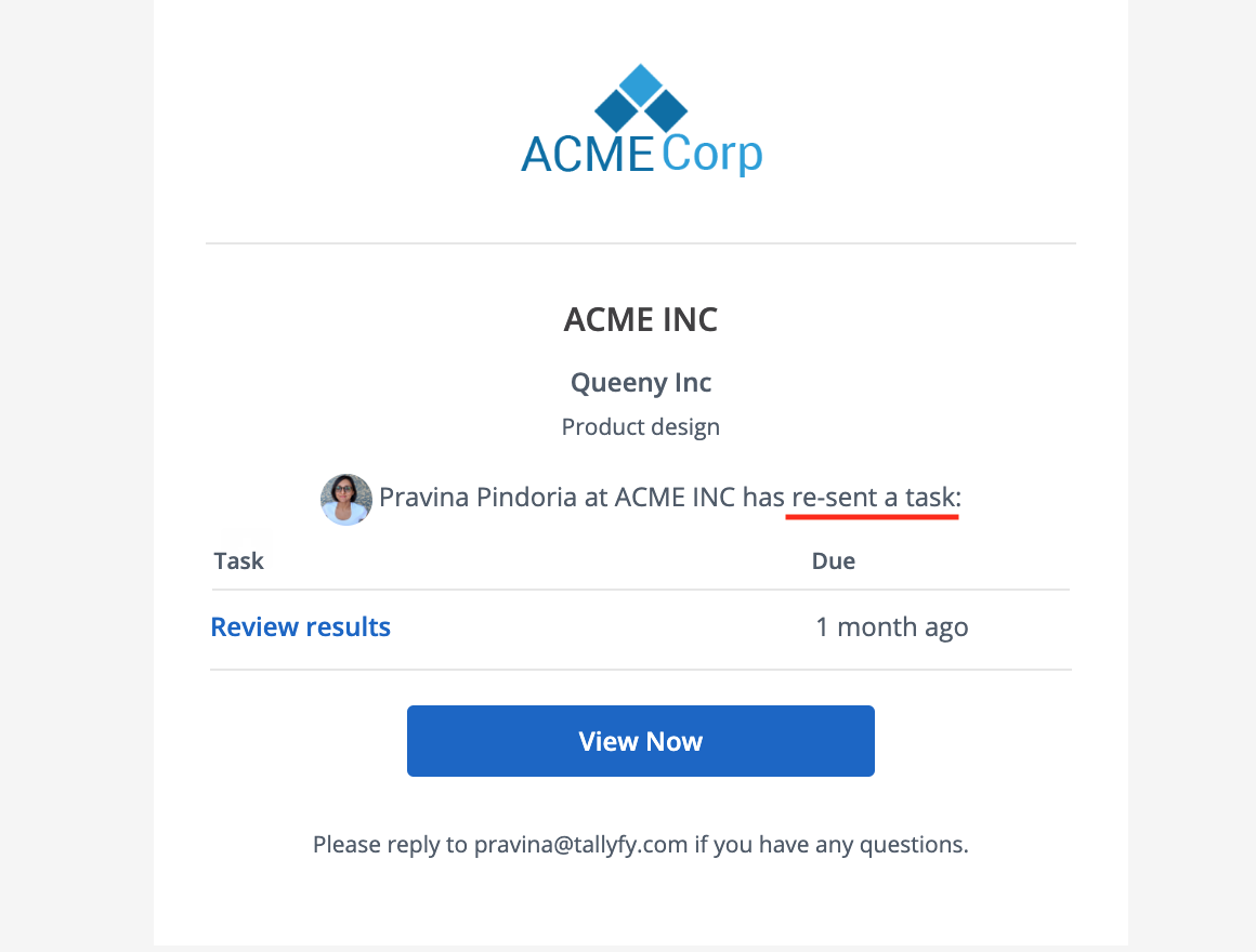 Tallyfy task resent email notification