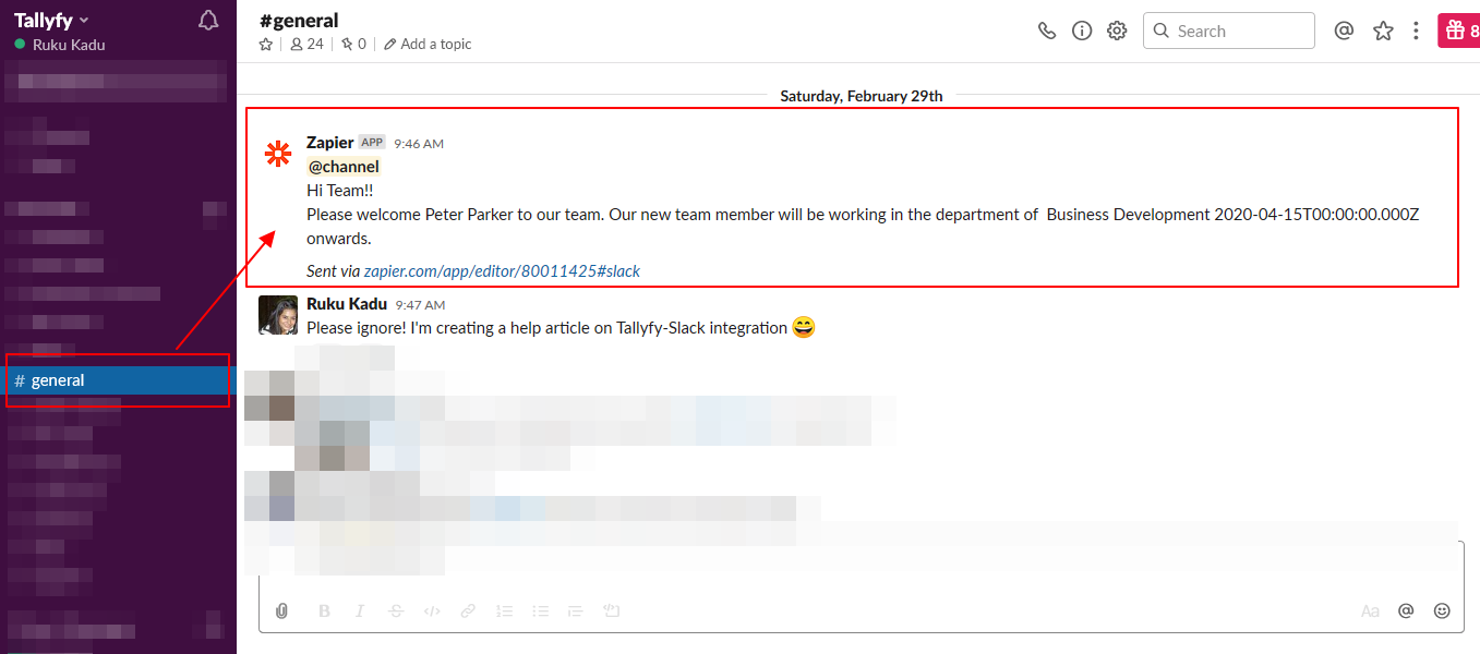 Slack notification result