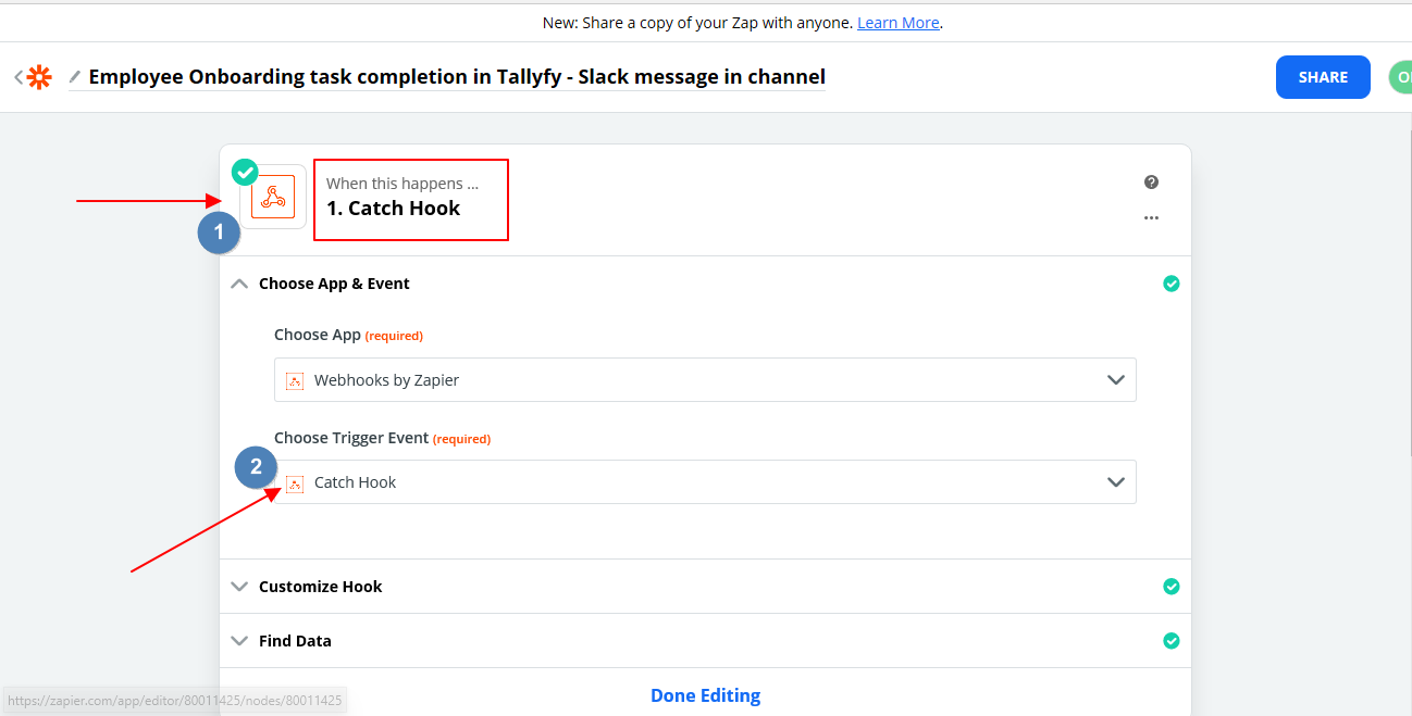 Zapier Catch Hook trigger