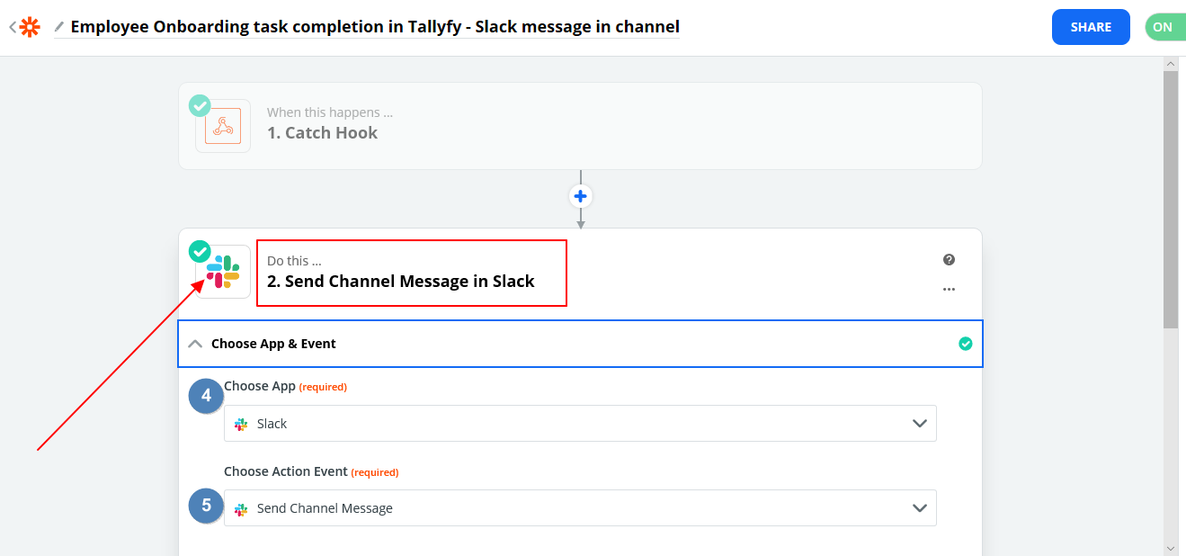 Zapier Slack action