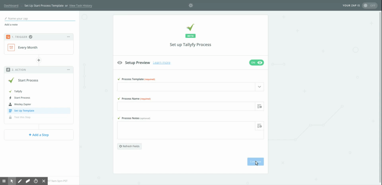 Choosing template name for scheduled process