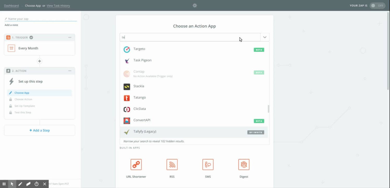 Tallyfy Launch Process action in Zapier